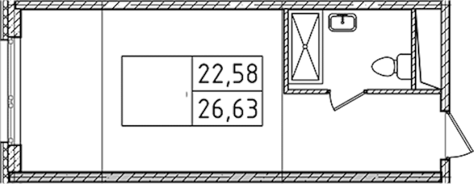 Квартира студия 26.63 м², 6/14 эт., Комплекс апартаментов «Ladozhsky Avenir»